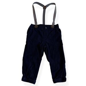 Janie and Jack Baby Corduroy Suspender Pants Navy Blue 18-24 Months